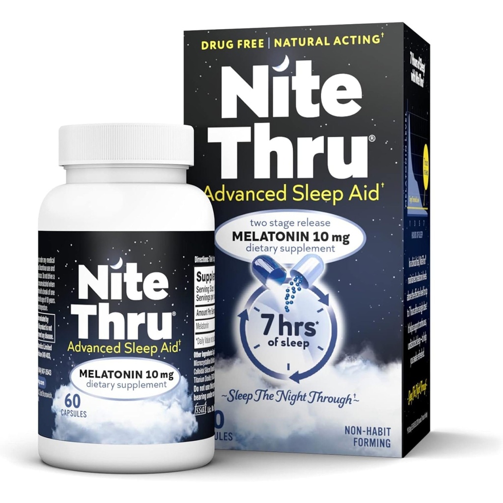 진보된 잠 원조 Melatonin 규정식 보충교재, 10mg 캡슐, 60 조사