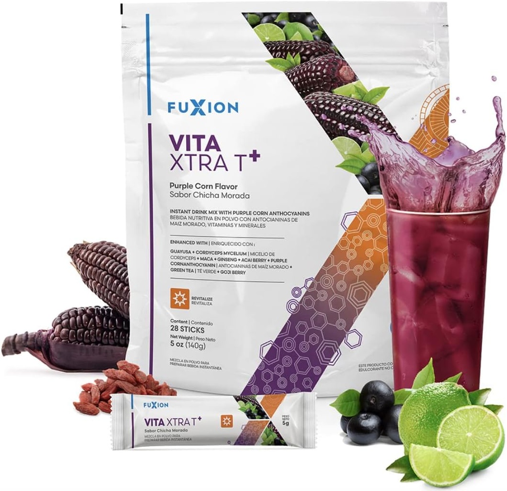 FuXion Health Care for Bodybuilding-Fuxion Vita Xtra T, Natural Occurred Caffeine Energy Drink, 천연 에너지 (비타 Xtra T, 28 스틱) 용 천연 허브 및 과일