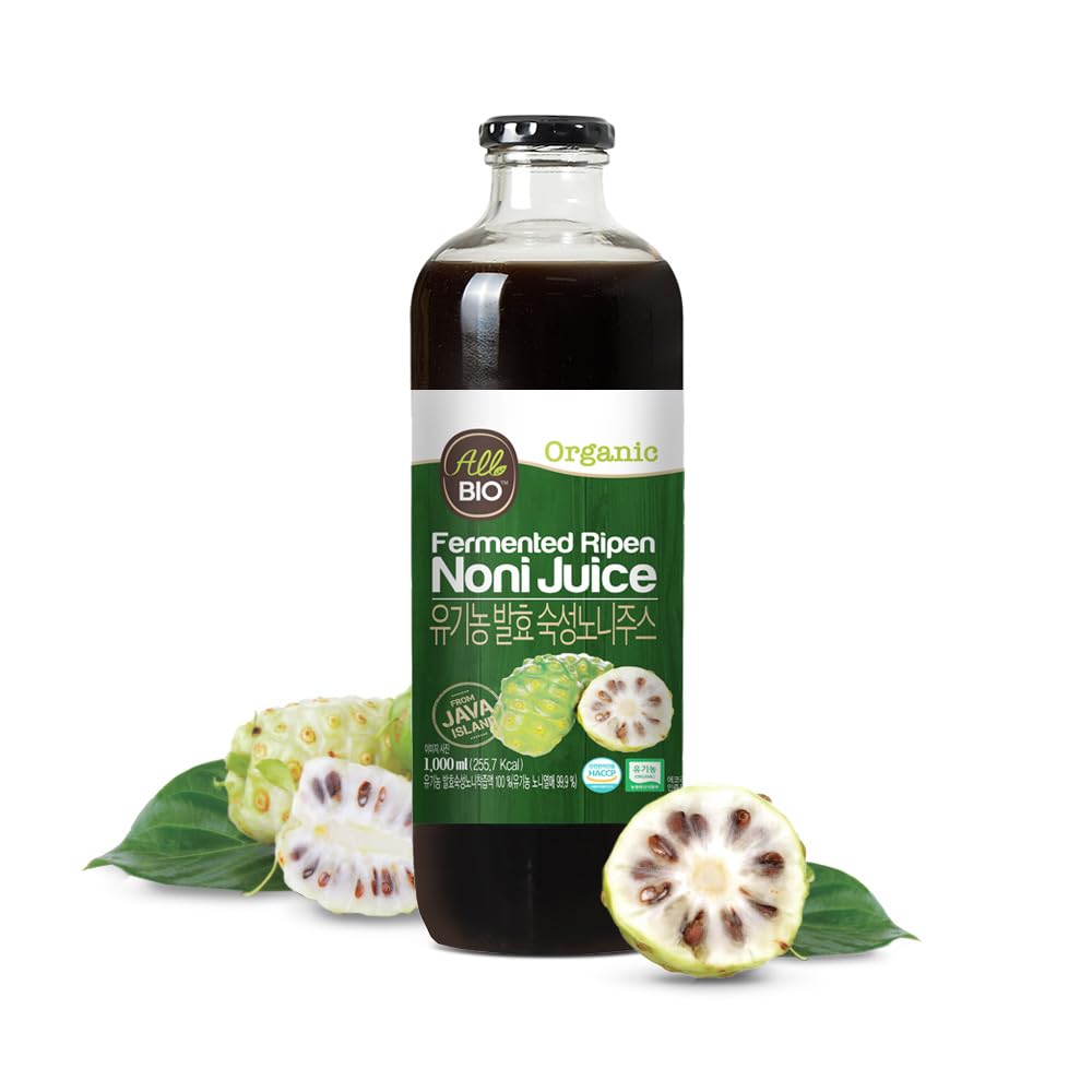 Java 유기 NONI 주스 추출 - 33.8 fl oz (1L) 병 - 100 % 순수 Resveratrol & Fermented Noni by ALLBIO
