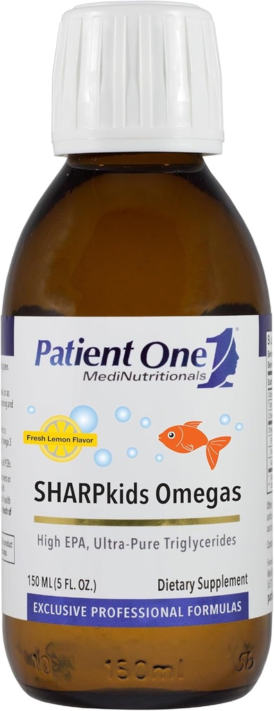환자 1 SHARPkids 오메가 액체 | 하트, 뇌, 관절 건강 지원   | 고기능 오메가-3 생선 기름 | 레몬 맛 | 5 fl oz