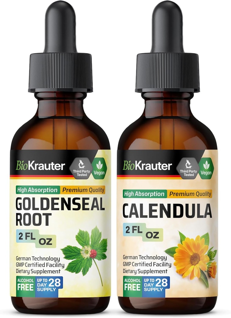 BIO KRAUTER Goldenseal Tincture 2 Fl. Oz. & Calendula Tincture 2 Fl. 오즈.