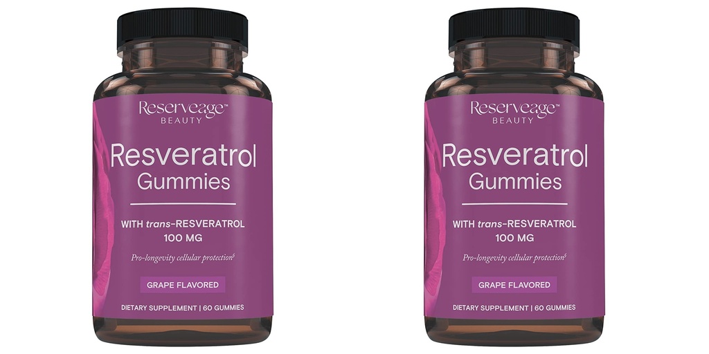 예비 품목 아름다움 Resveratrol Gummies 100 mg의 심장 건강을 위한 산화 방지제 보충교재, 산화 방지제 보충교재는 건강한 시효, Vegan - 2 팩을 지원합니다