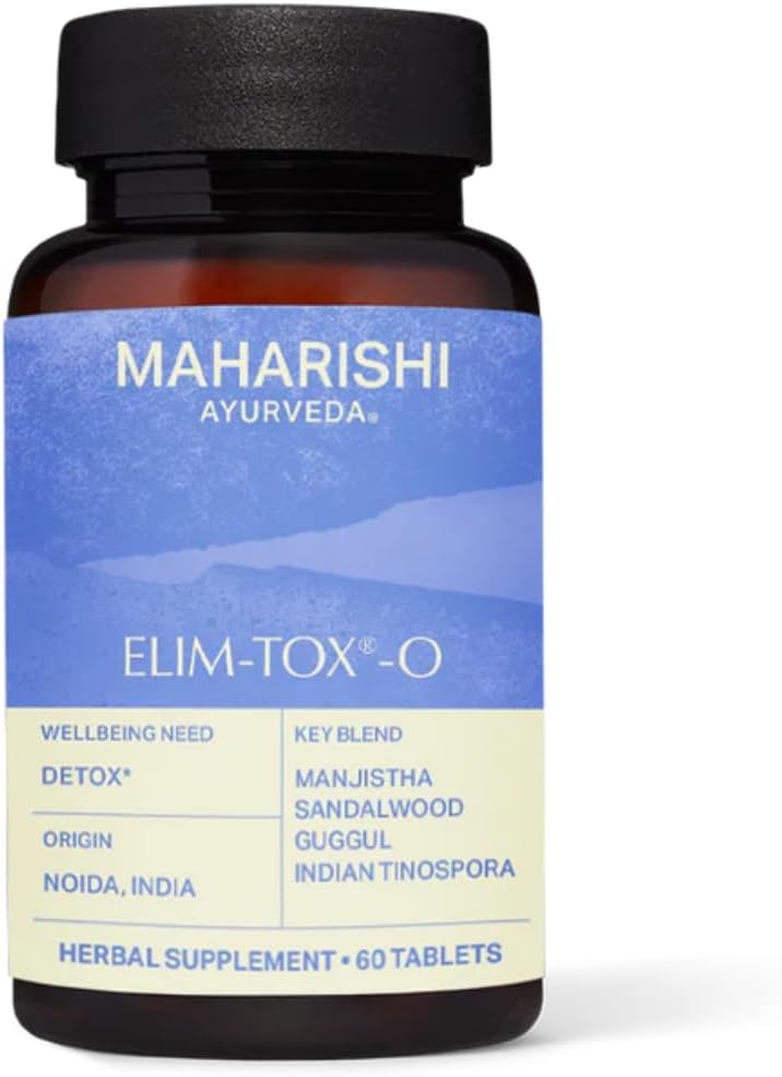 Maharishi Ayurveda - Elim-Tox-O Gentle Body Detox Herbal Supplement | 효과적인 Colon Cleanse 및 전반적인 Gut 건강에 대한 보충 | Toxin Remover Cleanser for Liver & Blood (60 Tablet-500mg)