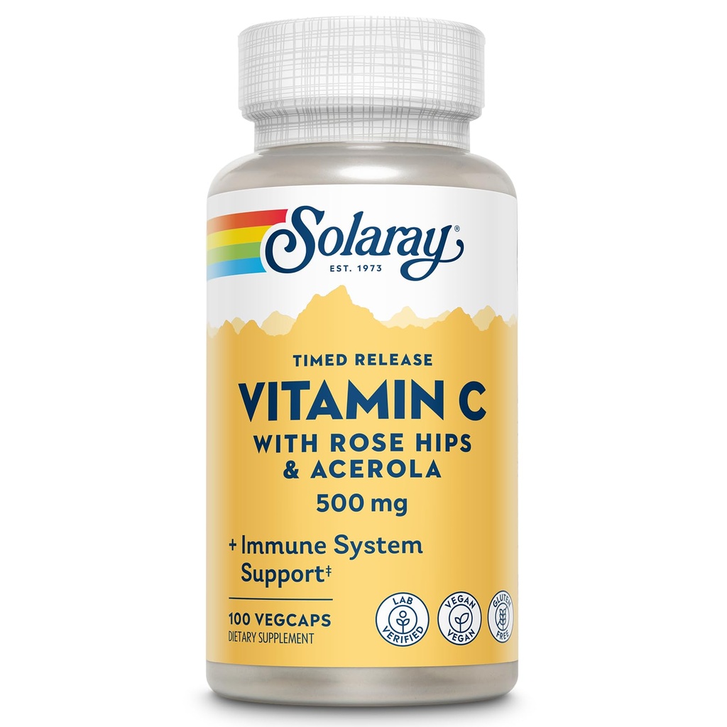 Solaray C 2 단계 로즈 Hips와 Acerola 보충교재, 500mg, 100 조사를 가진 상영된 방출
