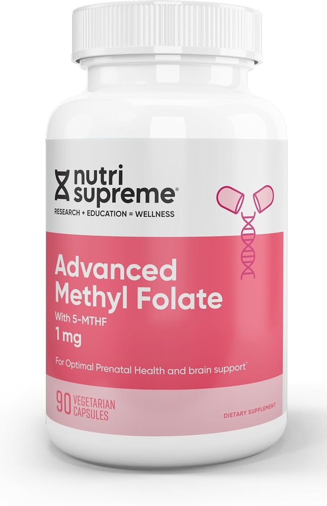 Nutri Supreme Advanced Methyl Folate, 높게 흡수성 활동적인 Folate, 1 Mg의 일 채식 캡슐 당 쉬운 것, 90 조사
