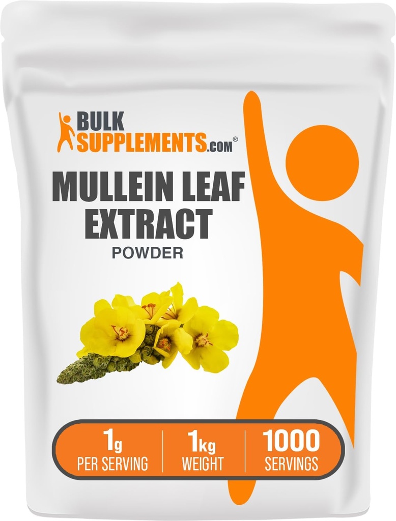 BulkSupplements.com Mullein 잎 추출물 - Verbascum Thapsus, Mullein Supplement - 면역 지원을위한 초본 보충 - 글루텐 무료, 봉사 당 1g, 1kg (2.2 파운드) (팩 1)