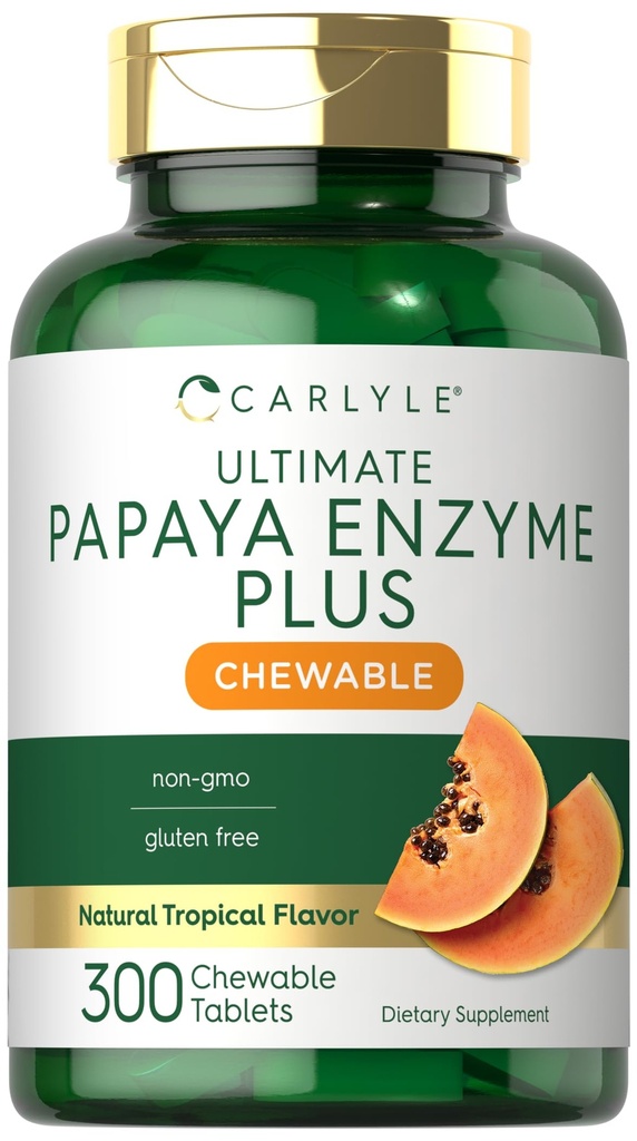 Carlyle Papaya Enzyme Chewable Tablets | 채식주의, 비 GMO, 글루텐 프리 포뮬러 | 열대 풍미