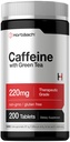 Horbäach Caffeine 환약 200mg | 녹차 포함 | 200 정제 | 채식주의, 비 GMO 및 글루텐 무료
