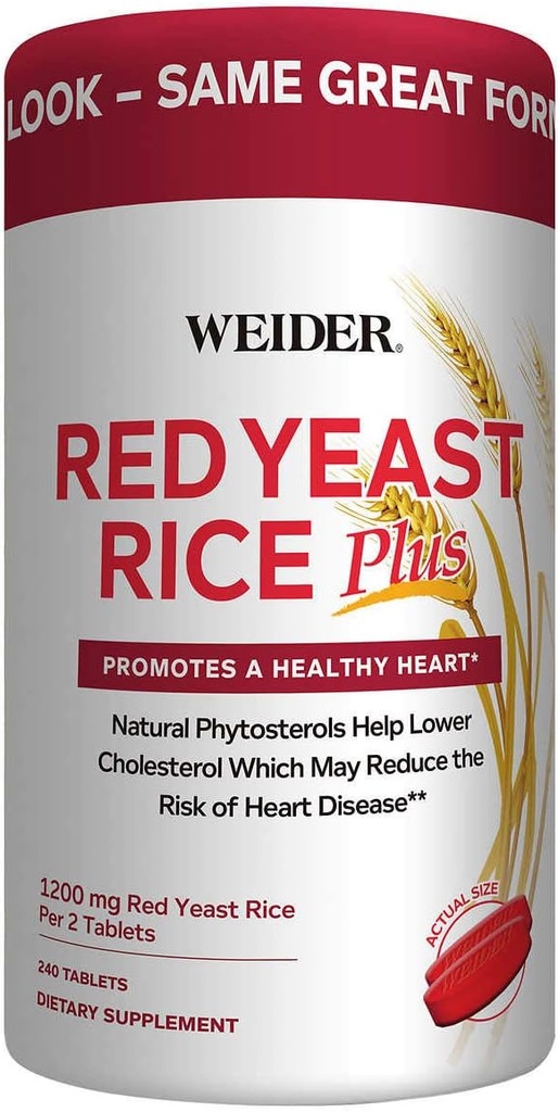 Weider 빨간 효모 밥 플러스 1200 mg, 240의 정제