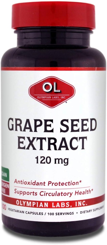 Olympian Labs 포도씨 추출물 캡슐 - 120 mg - 심장 건강과 산화 방지제 보호를 지원하는 100개의 매일 캡슐