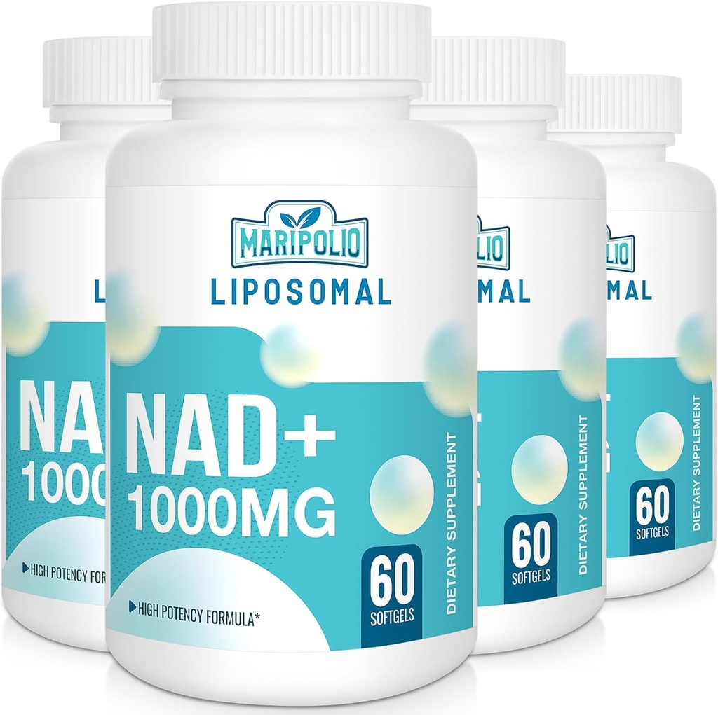 Liposomal NAD+ 보충교재 1000 mg | 가장 높은 NAD Pontecy | 최대 흡수 | 순수한 NAD 보충교재 | 에너지와 DNA 수선, 노후화, 뇌 기능 | 240 Softgels