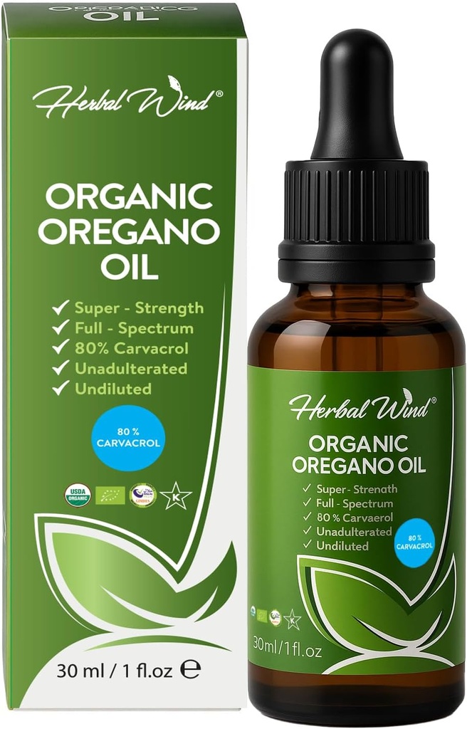 유기 Oregano 기름 - 1개 Fl Oz (30ml), 80% Carvacrol USDA 유기 Oregano 기름 액체 하락, 집중된 식물 기초, 비 GMO의 초본 보충교재