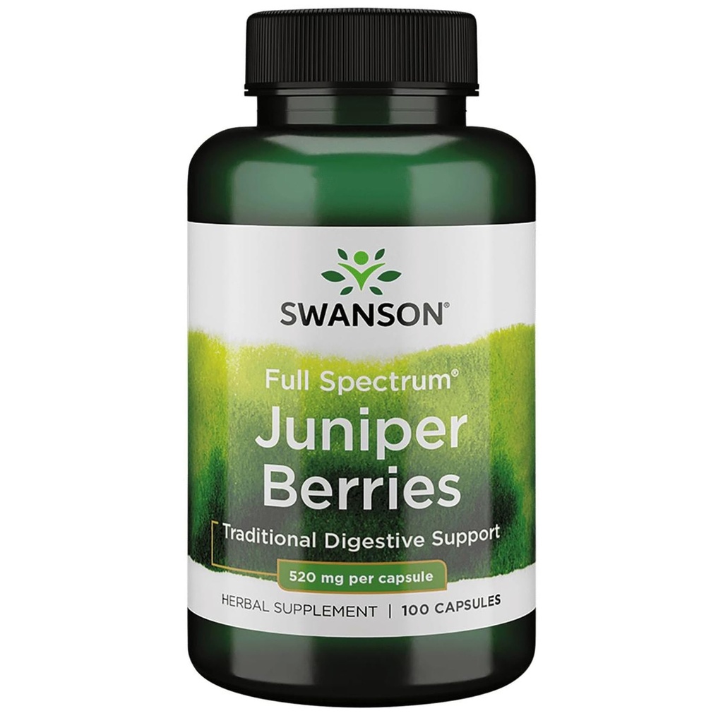 Swanson Juniper Berries 소화 면역 체계 건강 섬유 초본 보충교재 520 mg 100 캡슐 (캡)