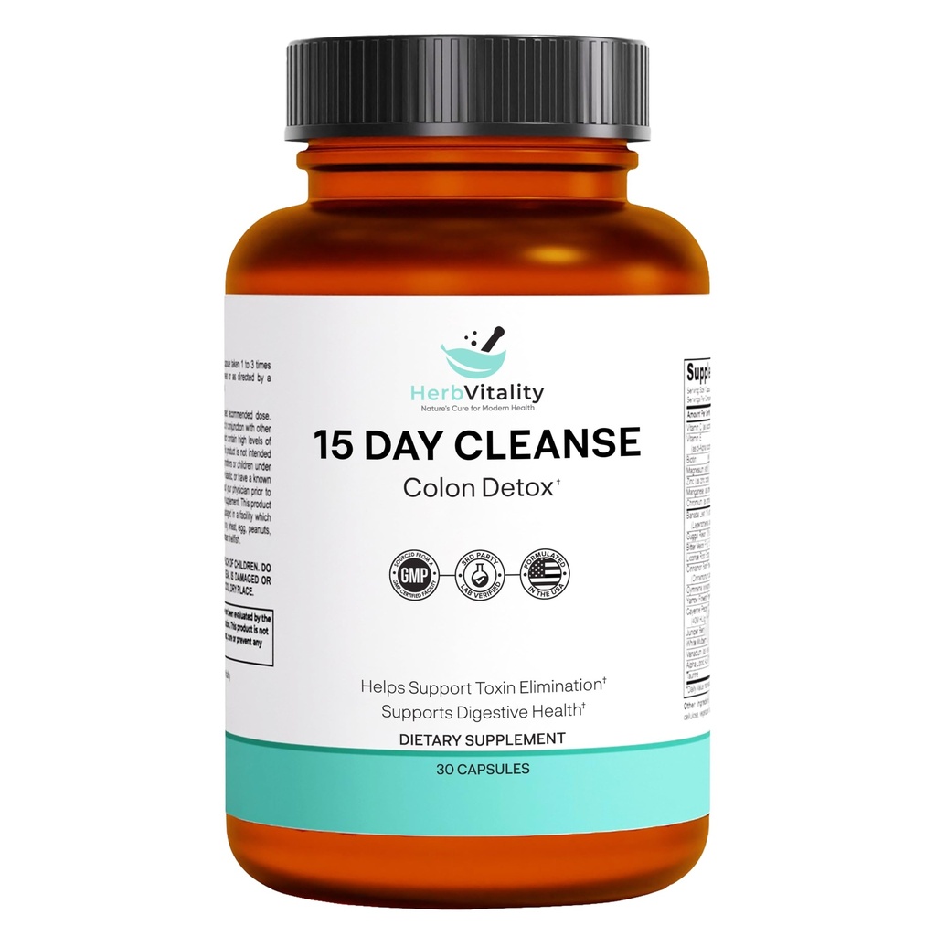 15-Day Colon Cleanse - Probiotics, Aloe Vera, Licorice Root & Psyllium Husk와 Detox & Gut 건강 지원 - 소화, 면역, 남성 및 여성을위한 Kidney 건강 지원