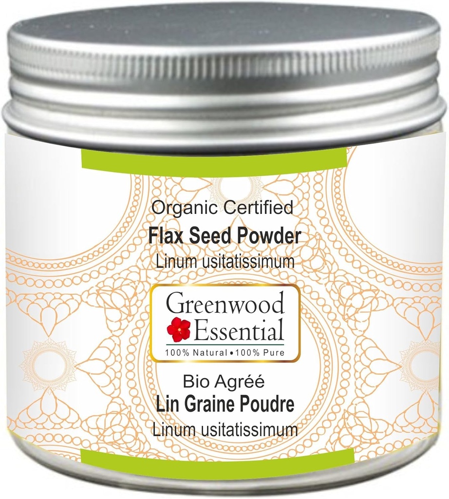 Greenwood Essential Pure Flax Seed Powder (Linum usitatissimum) 유기농 인증 100gm (3.5 oz)