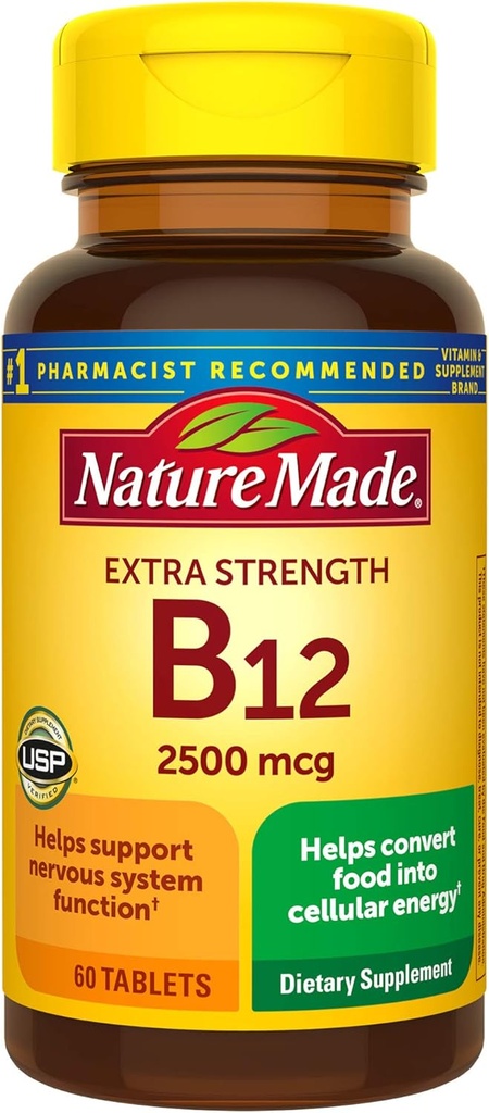여분 힘 비타민 B12 2500 mcg 정제, 60 조사