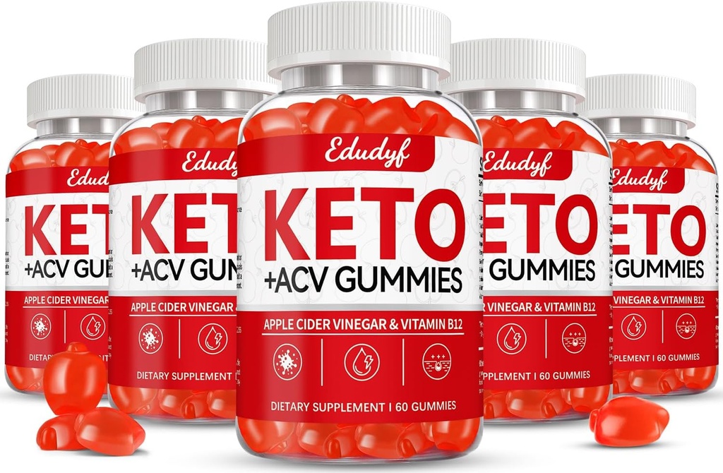 Keto ACV Gummies, 글루텐 & 설탕 무료 Apple Cider Vinegar 보충 남성 & 여성 - 300 Gummies (1500 mg-5 팩)