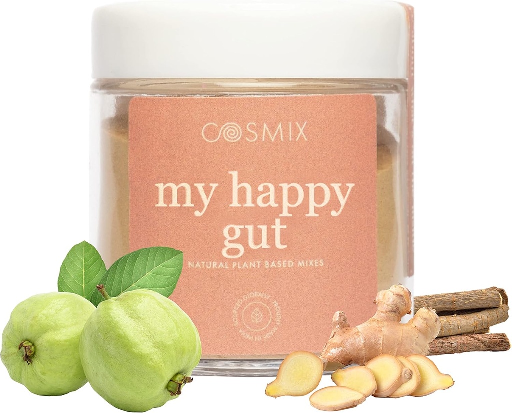cosmix 나의 행복한 Gut, 개량한 소화를 위해, bloating & 전반적인 Gut 건강, 자연적인, 식물 기초를 두어 Superfood 혼합은, 40의 봉사를 위로 만듭니다, 설탕, Vegan 50 G를 추가했습니다 (1의 1) 브라운