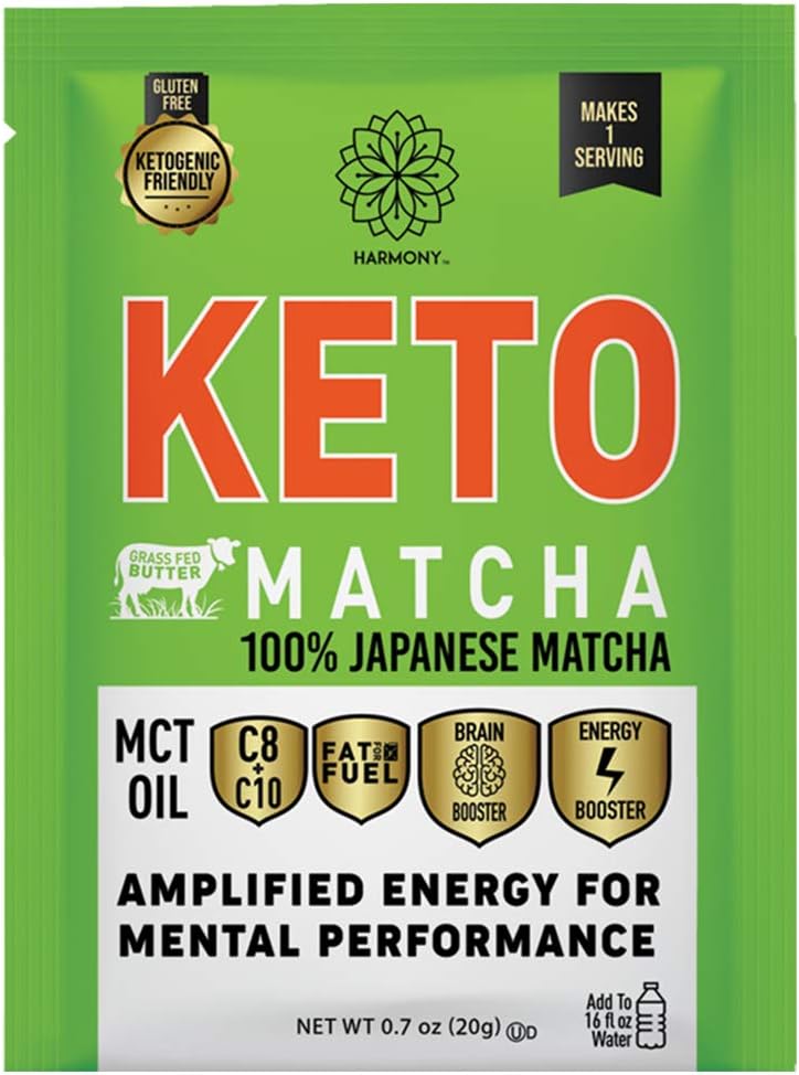Harmony, Keto Matcha, Pure Japanese Matcha to Amplify Energy and Mental Performance, 즉시 음료 혼합 패킷, 서빙 당 카페인 68mg, 12 패킷
