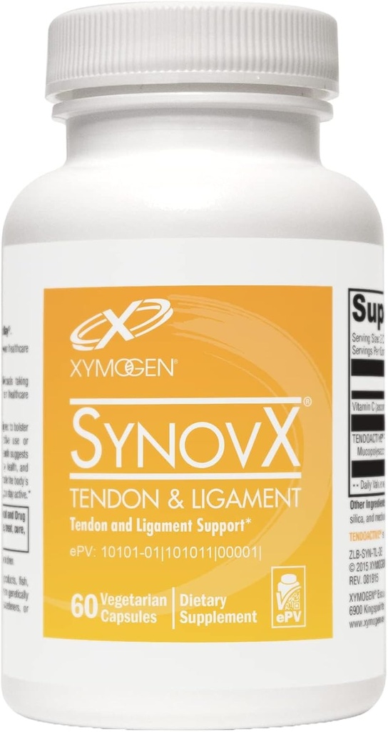 XYMOGEN SynovX Tendon & Ligament - Tendon & Ligament Comfort & Self-Repair의 신체 프로세스를 지원 - Mucopolysaccharides & Type I Collagen (60 캡슐)
