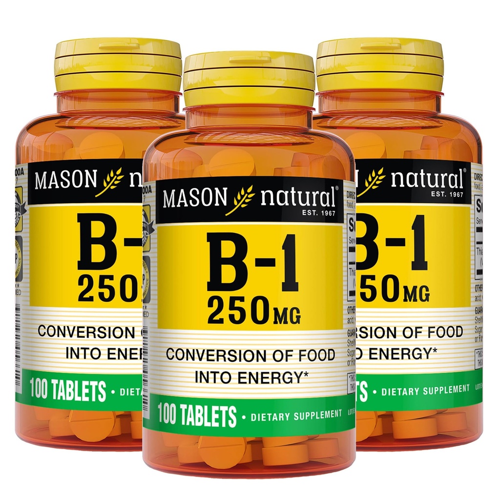 SON NATURAL 비타민 B1 Thiamine 250 mg, 300의 일 공급, 자연적인 에너지 수준을 지원하는 규정식 보충교재, 100개의 정제 (포장 3)