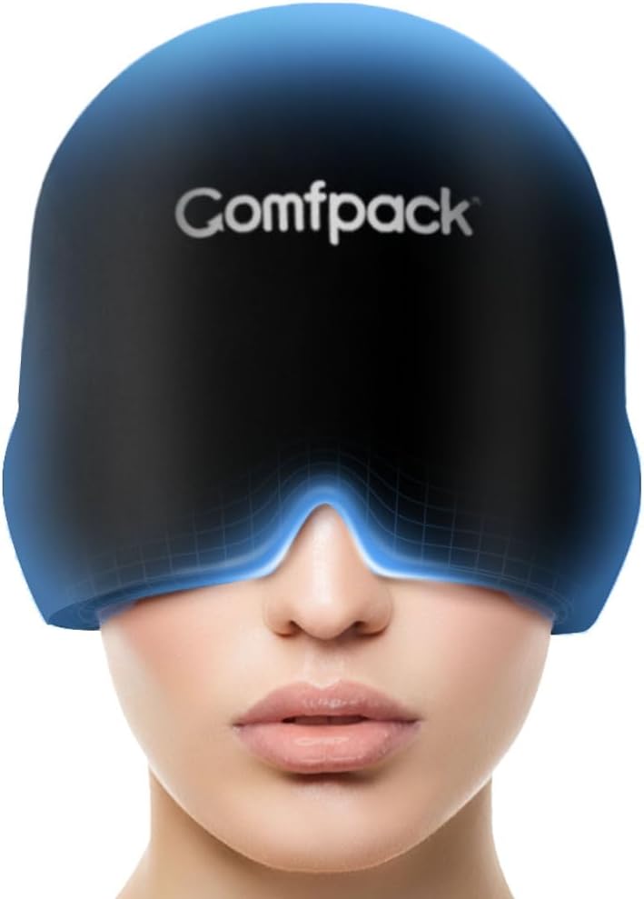 편두통 기복 모자, 가득 차있는 머리는 긴장, Sinus, 긴장 기복, Hangover 얼음 모자, Puffy 눈, Migraine Sufferers를 위한 선물을 위한 연약한 stretchy 두통 기복 모자를 냉각합니다