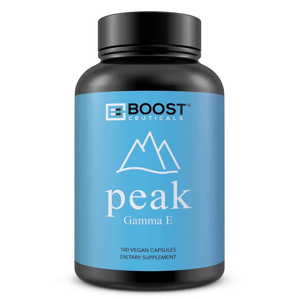 BoostCeuticals Vegan 비타민 e 감마 Tocopherol | 서빙 당 180mg 감마 e | 산화 면역 지원 | 비 GMO 없음 마그네슘 스테아르산염 없음 실리카 글루텐 무료 | 180 캡슐