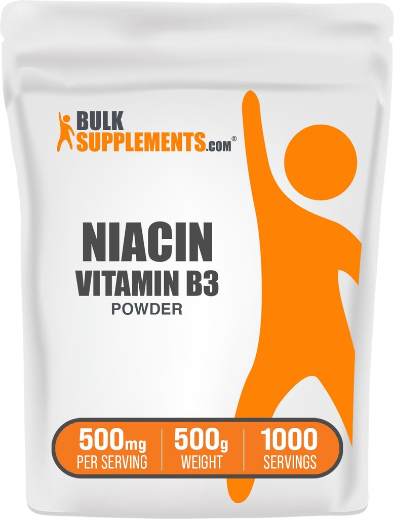 BulkSupplements.com Niacin 분말 - 비타민 B3 보충, Niacin 500mg - Niacin Flush, Flushing과 Niacin - 글루텐 무료, 500mg의 Niacin, 500g (1.1 파운드) (1의 포장)