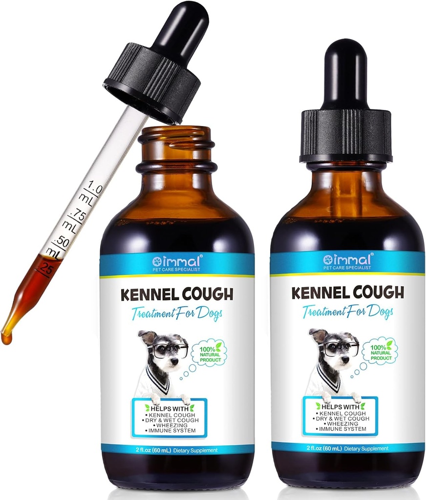 개를위한 켄넬 기침- 켄넬 기침 치료, 개를위한 천연 기침 보충, Gentle Dog Congestion Relief, 액체 개 알레르기 완화 (2 Fl Oz (Pack of 2))