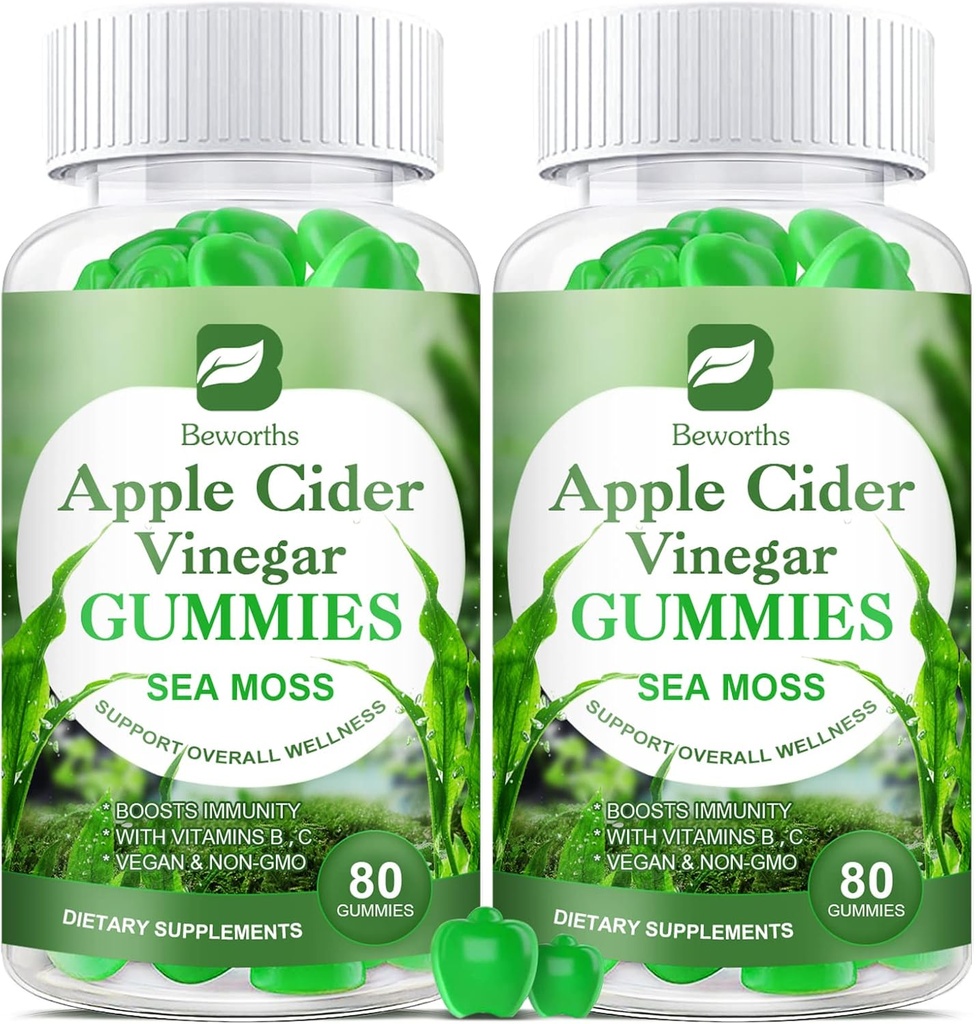 Apple Cider Vinegar & Sea Moss Gummies, 어머니 보충 지원 Immune, 성인 & 아이를위한 소화 건강, 비타민 B6 B9, B12와 Seamoss Gummy