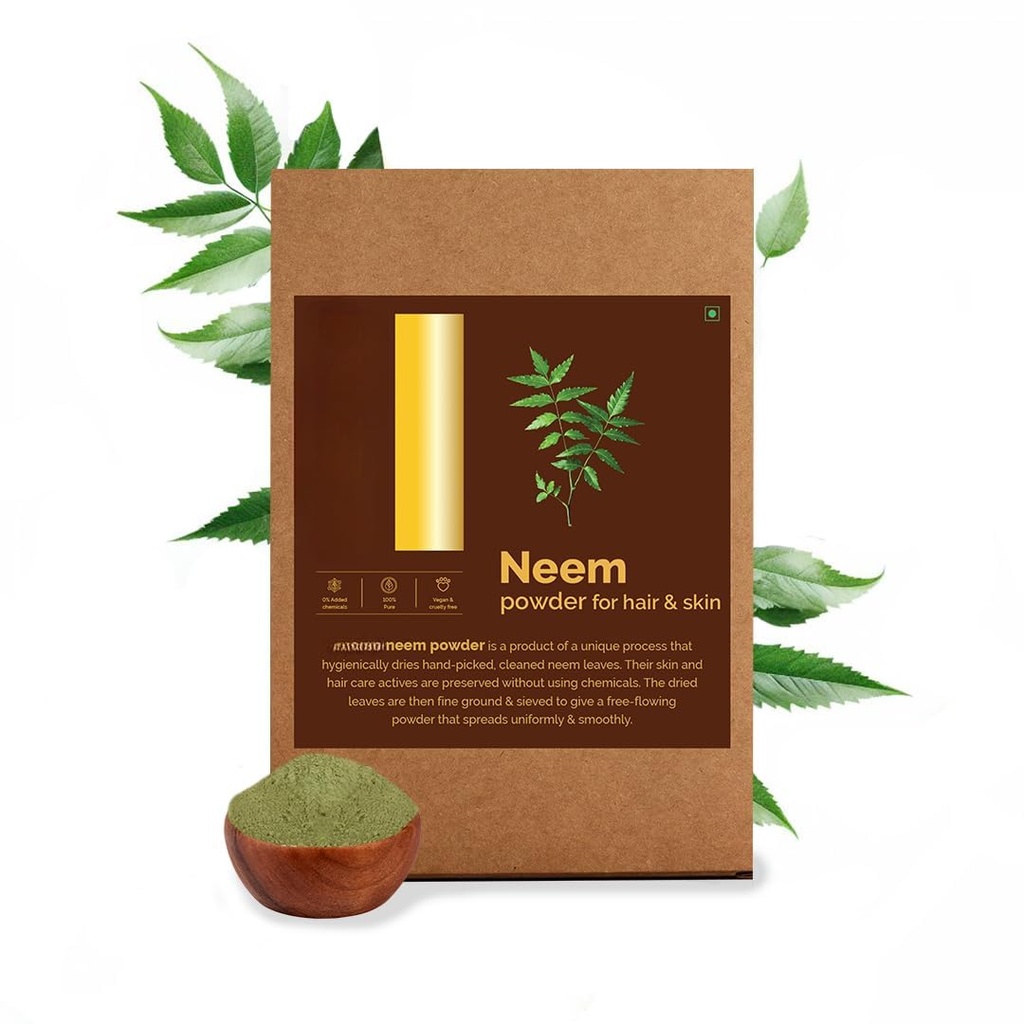 Neem 잎 분말, 100% 순수한 & 자연적인, Hygienically 말린, 건강한 Scalp & 강한 머리를 위한 팩 - 100개 그램