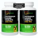 칼륨 이온 정제 - 방사선 노출을위한 130mg 요오드 정제 | 미국은 핵 낙하 알약 KI 알약 YODO Naciente 120 정제 (2 팩)을 만들었습니다
