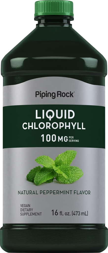 Piping Rock Liquid Chlorophyll 100mg | 16 oz | 민트 맛 | 여성용, 남성용|비건, 비 GMO, 글루텐 프리 포뮬러