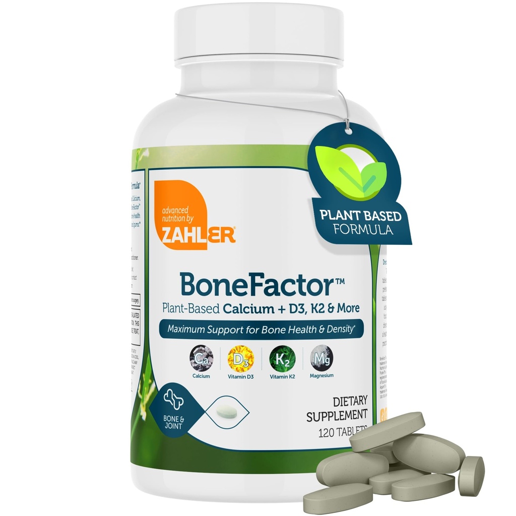 Zahler Bonefactor, 칼슘, 비타민 D, 비타민 K 및 마그네슘, 공인 코셔, 120 정제를 포함하는 뼈 강도 보충