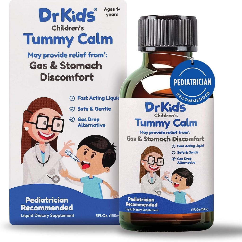 Tummy Calm Dr. Kids Children 's Gas Relief & Upset Stomach Support, Newborns & Kids, Safe & Gentle Oral Solution, Natural Constipation Relief, 5 Fl Oz (패키지 1)