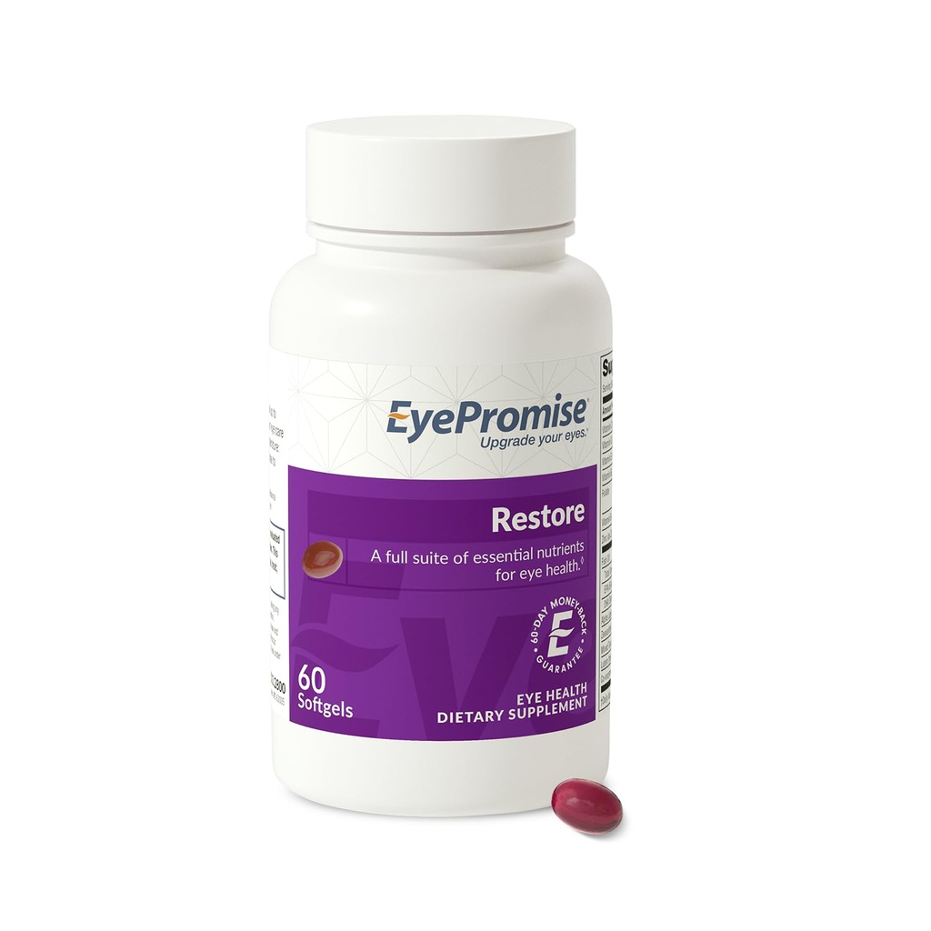 EyePromise Restore Eye Health Supplement - 60 Softgels, 30 일 공급 - Zeaxanthin, Lutein, Fish Oil, EPA, DHA 및 비타민이있는 오메가 3 보충