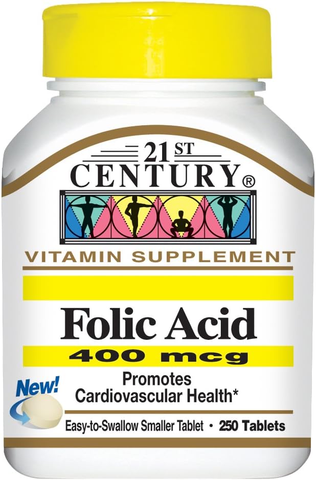 21 세기 Folic 산 400 mcg 정제, 250-Count (패치 2)