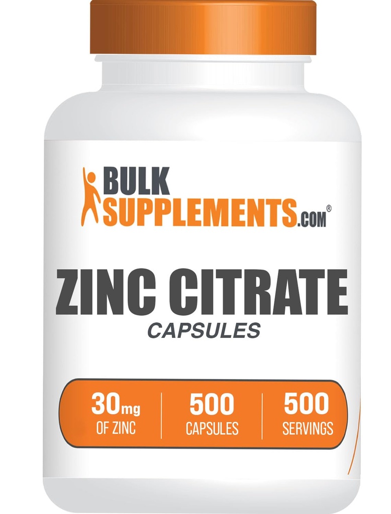 BulkSupplements.com 아연 구연산염 캡슐 - 아연 보충 교재, 글루텐 무료 - 서빙 당 30mg, 서빙 당 1 캡슐, 500 개 (팩 1)
