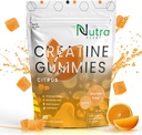 Creatine Monohydrate Gummies - 남자 & 여자를 위한 5g chewable Monohydrate 거미 - 증가 힘, 근육 건축업자 - 부스트 에너지 & 초점 - 낮은 열량, Vegan & 글루텐 자유로운 | 90의 조사 감귤류