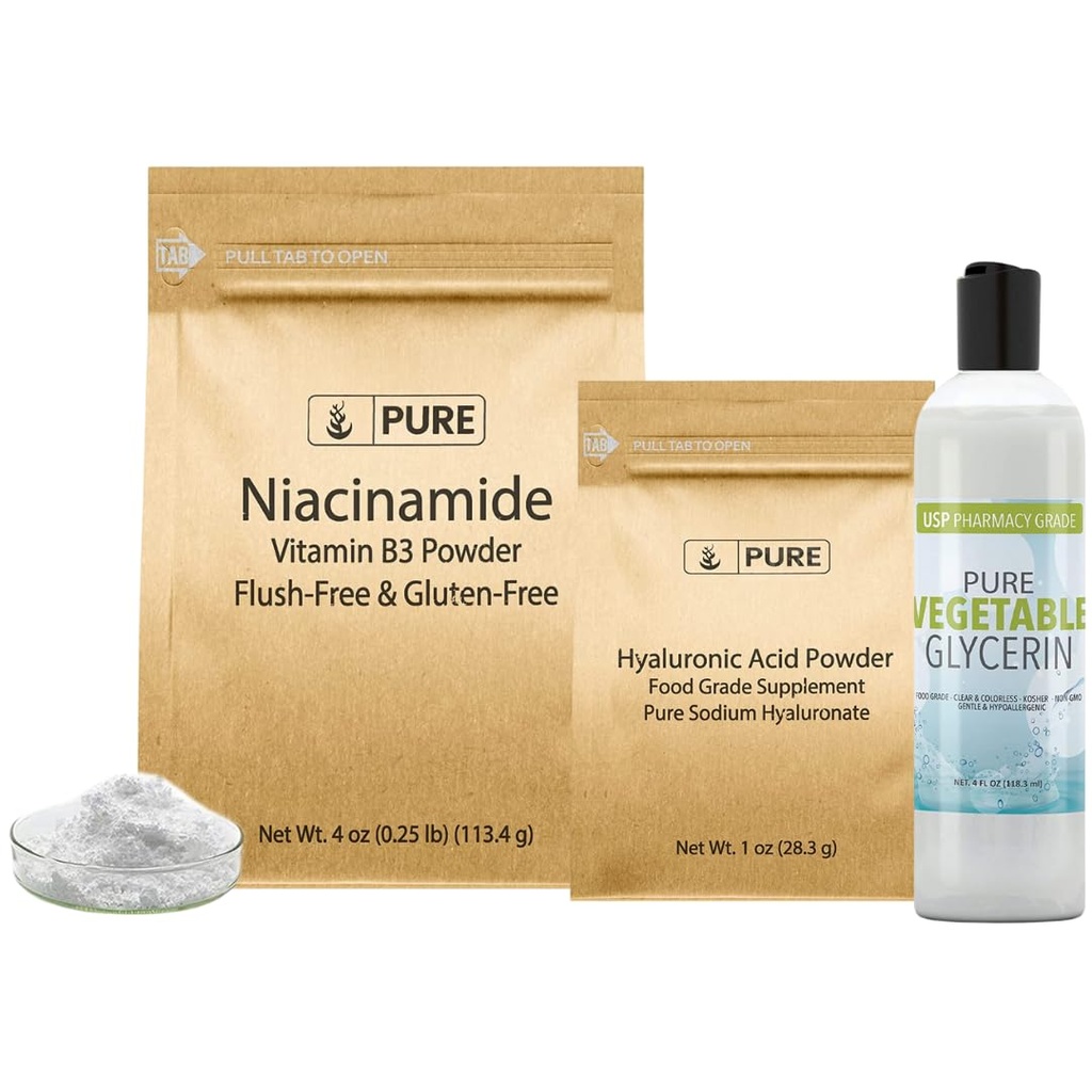순수한 본래 성분 Hyaluronic 산, Niacinamide 및 글리세린 뭉치, 각종 크기, 무취, 무색