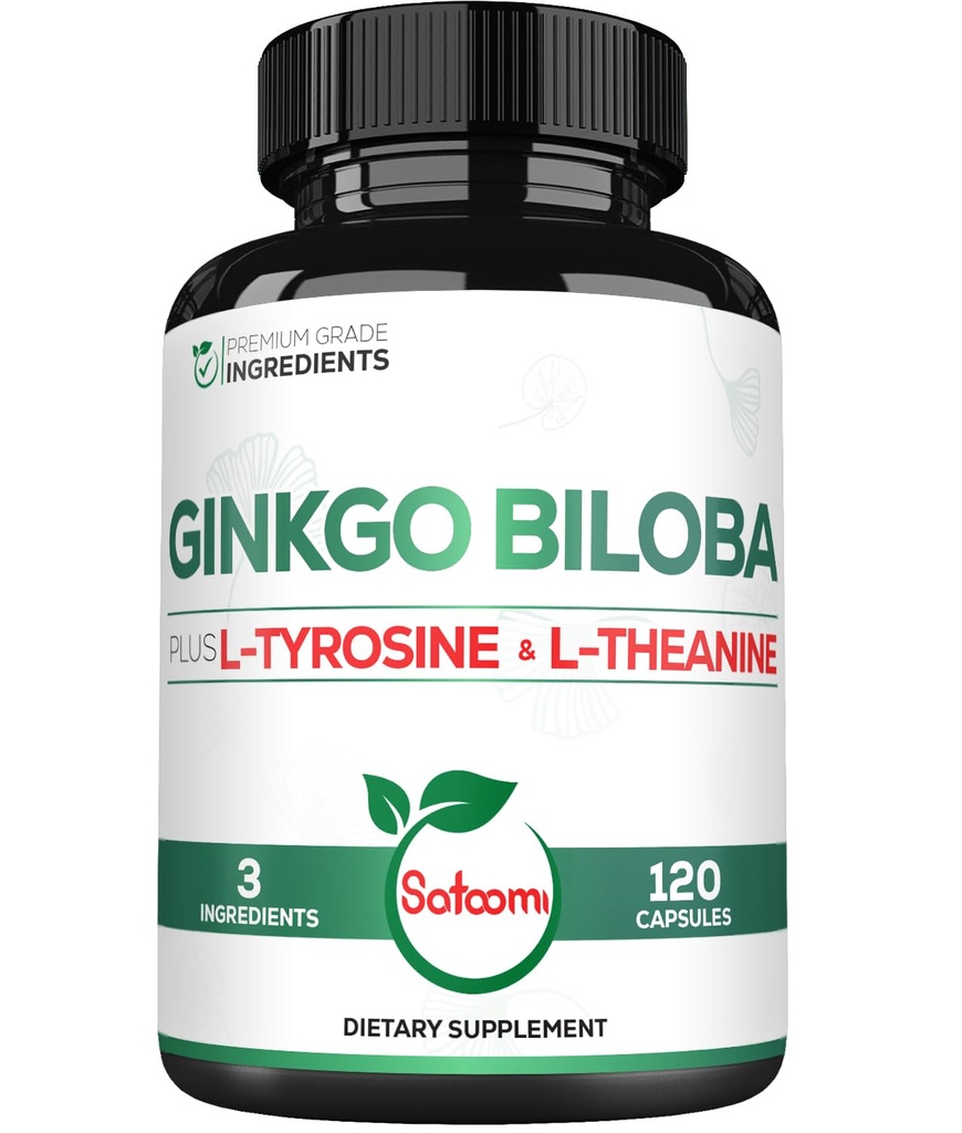 L-Tyrosine, L-Theanine를 가진 1000mg Ginkgo Biloba 보충교재 - 2Month 공급을 위한 120의 캡슐 - 지원 초점, 기억 기능, 두뇌 건강 & 시각 질