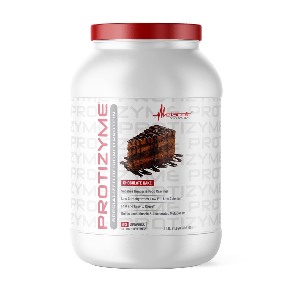 대사 영양, Protizyme, 100 % Whey Protein Powder, 고단백, 저탄소, 저지방 체중 단백질, 소화 효소, 24 필수 비타민 및 미네랄, 4 파운드, 52 서빙