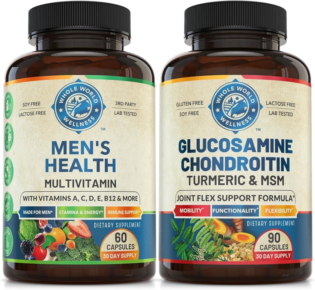 매일 Multivitamins & 진보된 합동 지원 뭉치 (각 1개의 병). 홀리스틱 웰니스, 부스트 에너지 및 공동 건강 지원. 미국 제작.