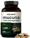 Mucuna Pruriens 캡슐, 서빙 당 세 배 힘 1500mg, 1개의 공식에 대하여 2, Mucuna와 Ashwagandha로 만드는, 240의 캡슐, 유력한씨 추출물, 긍정적인 계류, Relaxation & 회복 지원