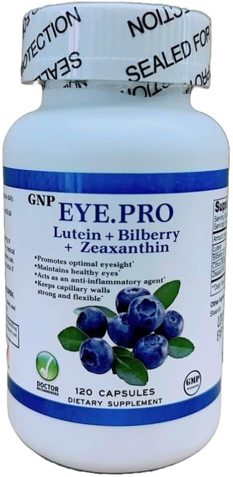 눈 Pro-Lutein, 빌베리 & Zeaxanthin (120 모자)