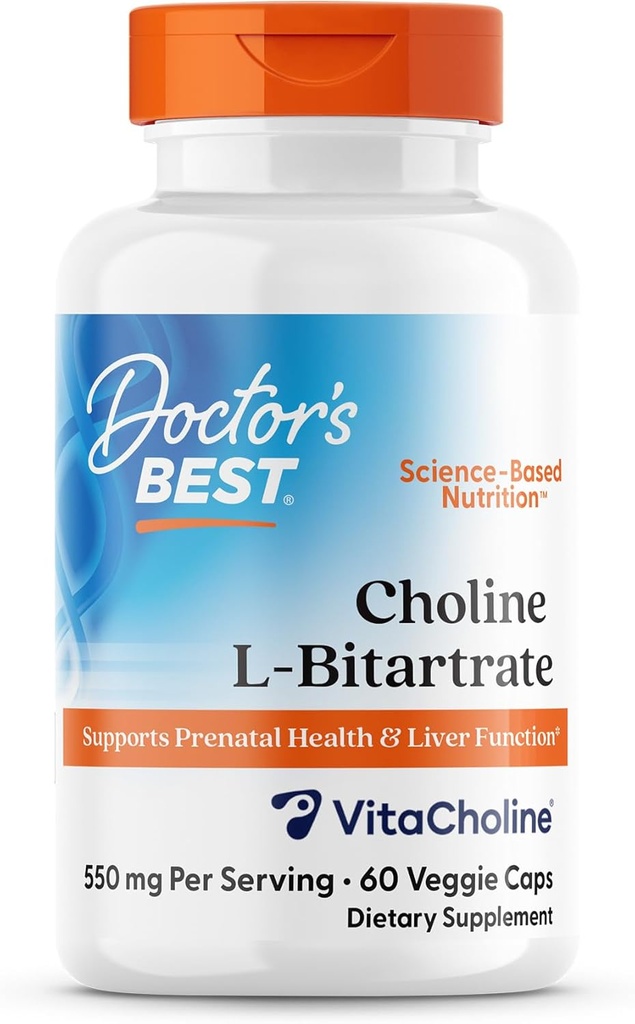 의사 최고의 콜린 L-Bitartrate (VitaCholine), 지원 Prenatal 건강 & 간결 기능, 비 GMO, 글루텐 무료, Soy Free, Vegan 60 Veggie Caps