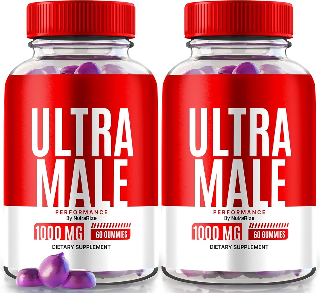 NutraRize (Pack of 2 Ultra Male Gummies 1000 MG, 비타민 Gummies, 매일 성능과 전반적인 건강, 공식 UltraMale 리뷰 (120 Gummies)