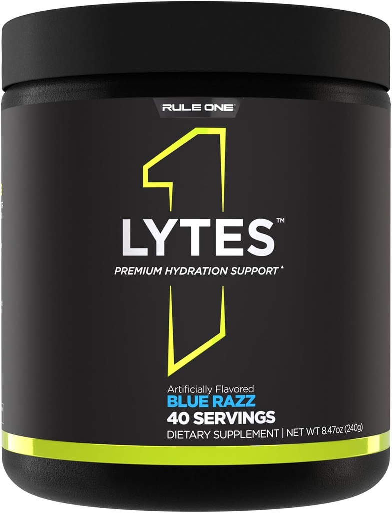 규칙 1 Lytes - Hydration 지원 혼합은 Citrulline, 코코넛 물 및 수박 분말, 플러스 산화 방지제 비타민 C (40 서빙, 블루 레이즈)로 향상된 5 가지 전기 무기를 특징으로합니다.