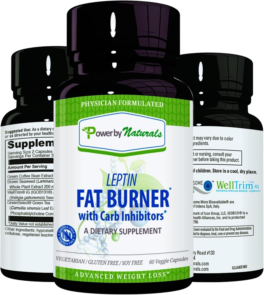 자연의 힘: Carb 차단제를 가진 Leptin 뚱뚱한 가열기 - 60 Gluten 자유로운 캡슐, Leptin 체중 감소 다이어트 알약, 능률적인 뚱뚱한 가열기, 식욕 억제제